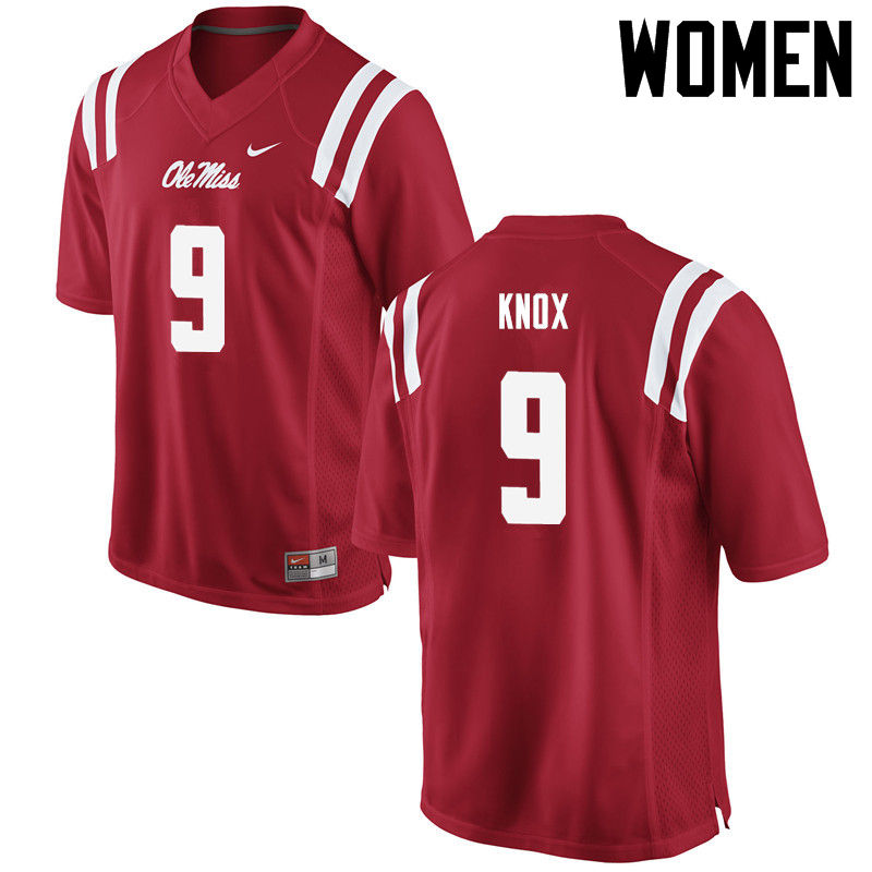Women Ole Miss Rebels #9 Dawson Knox College Football Jerseys-Red